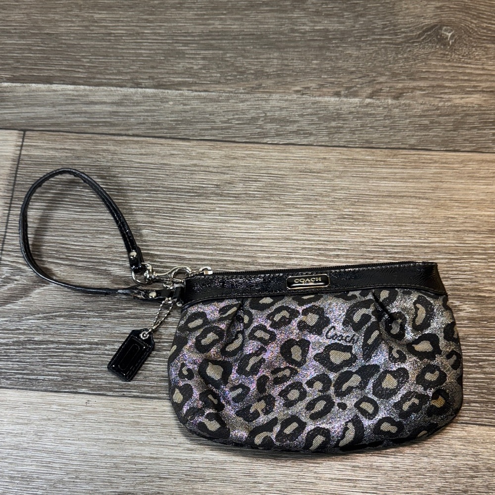 Coach Metallic Leopard Print Wristlet
